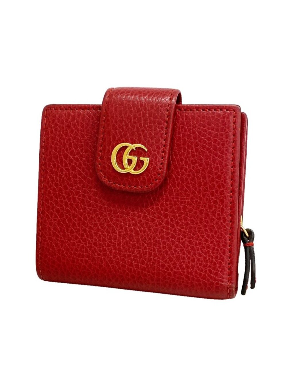 Gucci Wallet GG Marmont Leather Red Gold